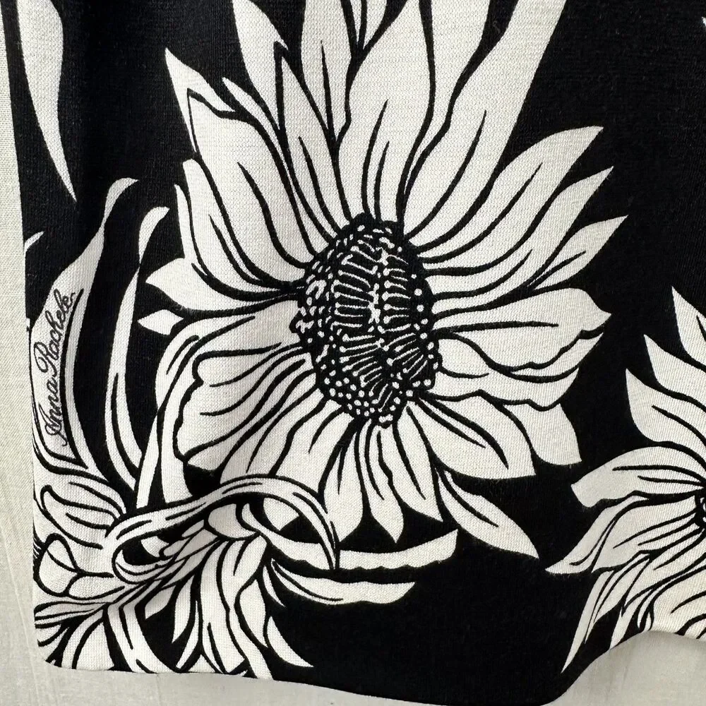 Anna Rachele Women's Floral Black & White Pencil Lined Midi Skirt Sz 8/44 Italy